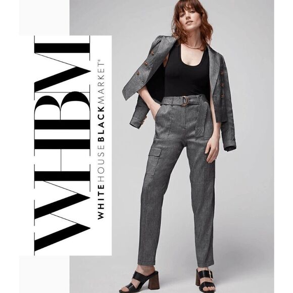 WHITE HOUSE BLACK MARKET Linen Belted Utility Pant SIZE 10 NWT - Picture 1 of 16